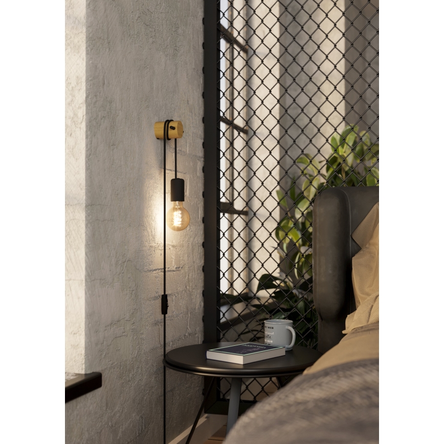 Eglo - Wandlamp 1xE27/13W/230V zwart/beige