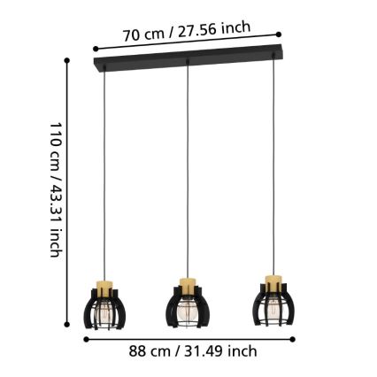 Eglo - Suspension filaire 3xE27/40W/230V