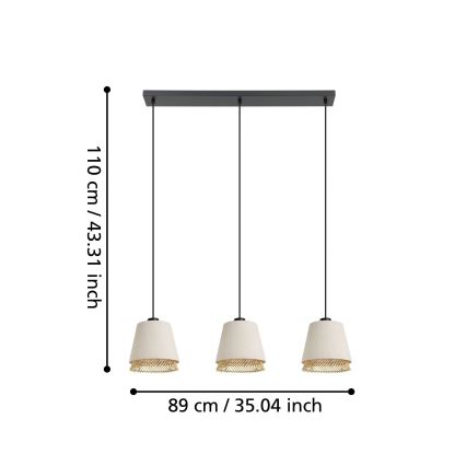 Eglo - Hanglamp aan een koord 3xE27/40W/230V