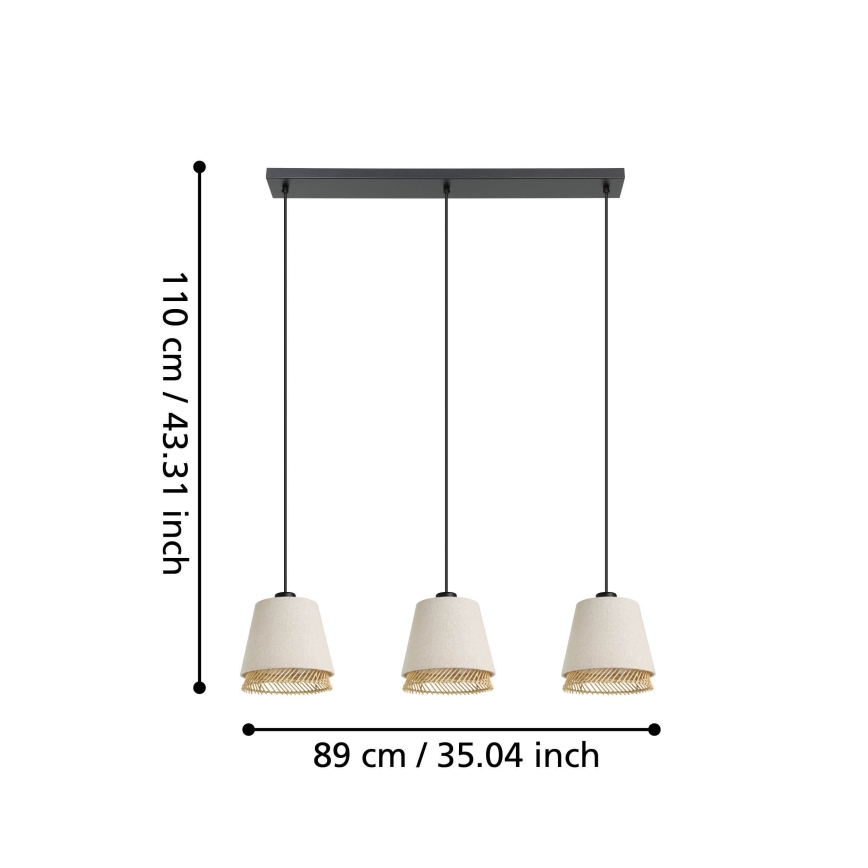 Eglo - Hanglamp aan een koord 3xE27/40W/230V