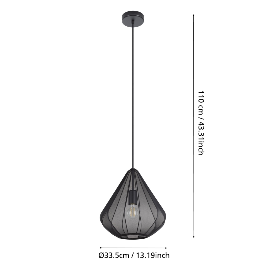 Eglo - Hanglamp aan een koord 1xE27/40W/230V diameter 33,5 cm zwart