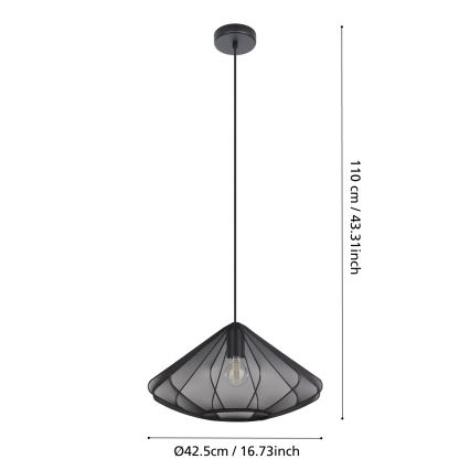 Eglo - Hanglamp aan een koord 1xE27/40W/230V diameter 42,5 cm zwart
