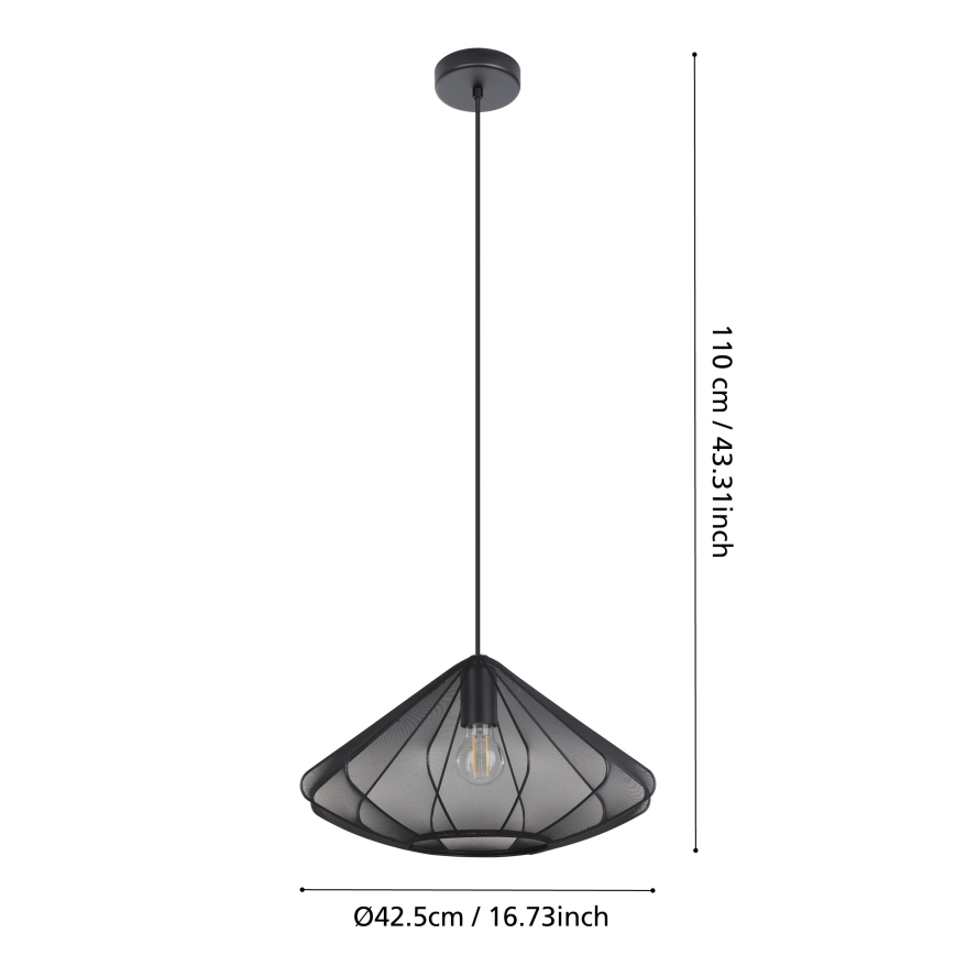 Eglo - Hanglamp aan een koord 1xE27/40W/230V diameter 42,5 cm zwart
