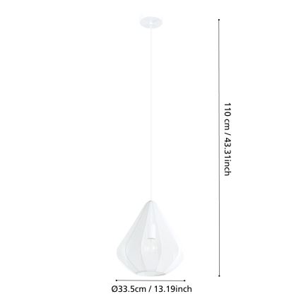 Eglo - Hanglamp aan een koord 1xE27/40W/230V diameter 33,5 cm wit