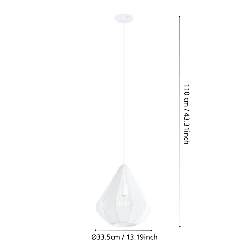 Eglo - Hanglamp aan een koord 1xE27/40W/230V diameter 33,5 cm wit