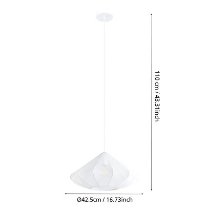 Eglo - Hanglamp aan een koord 1xE27/40W/230V diameter 42,5 cm wit