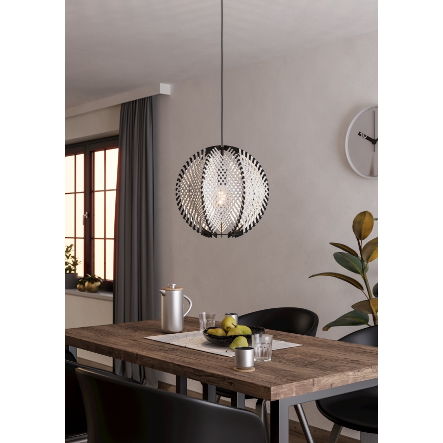 Eglo - Hanglamp aan een koord 1xE27/40W/230V diameter 40 cm wit/zwart