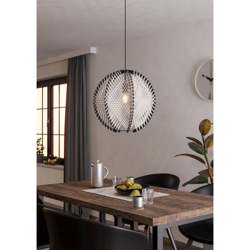 Eglo - Hanglamp aan een koord 1xE27/40W/230V diameter 48 cm wit/zwart