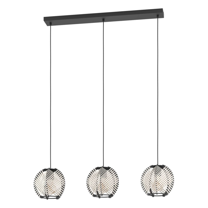 Eglo - Hanglamp aan een koord 3xE27/40W/230V wit/zwart