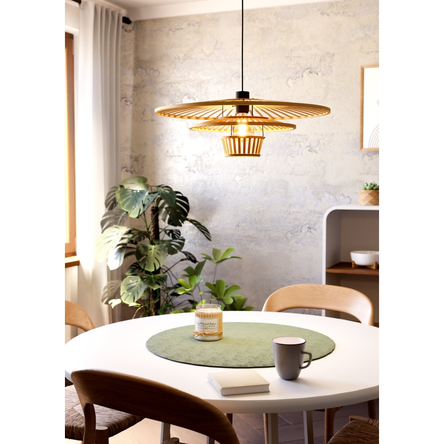 Eglo - Hanglamp aan kabel 1xE27/40W/230V bamboe
