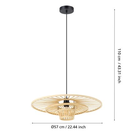 Eglo - Suspension sur câble 1xE27/40W/230V bambou