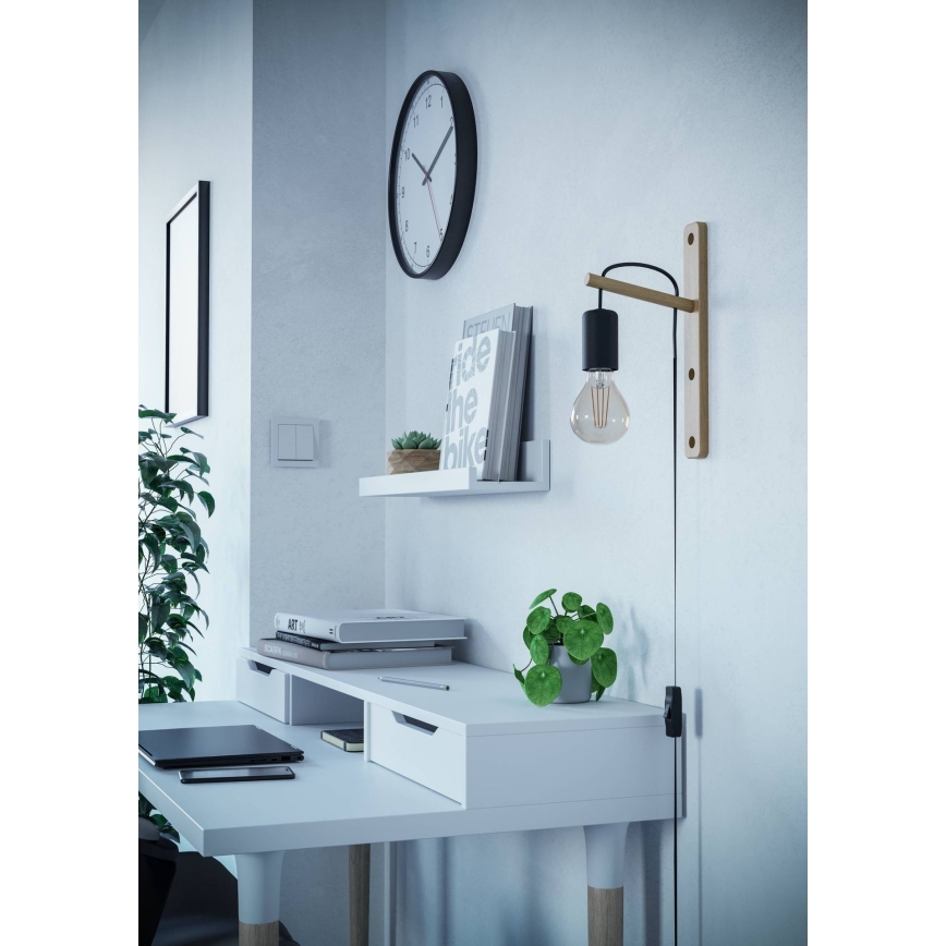 Eglo - Wandlamp 1xE27/10W/230V rubber vijg bruin/zwart