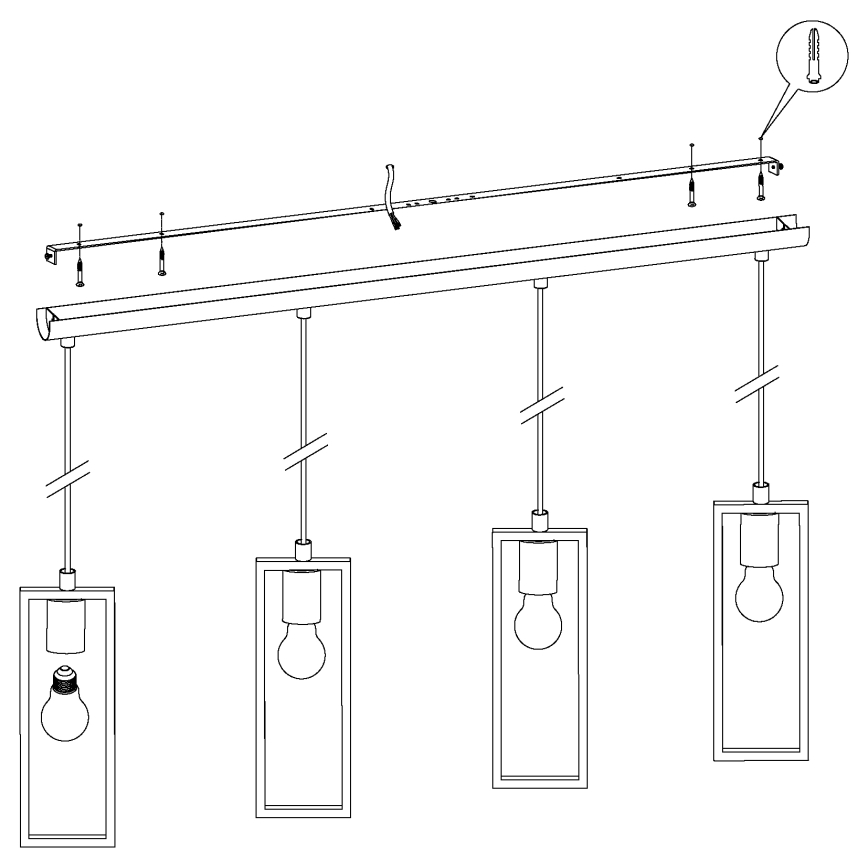 Eglo - Hanglamp aan een koord 4xE27/60W/230V