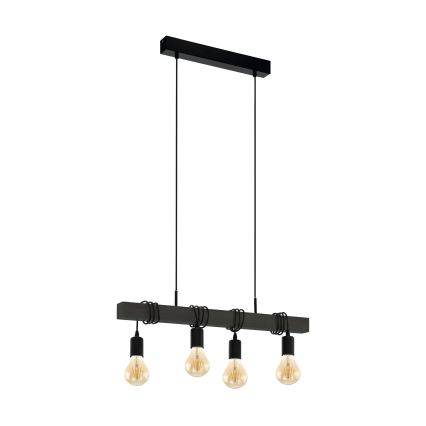 Eglo 44061 - Hanglamp met kabel TOWNSHEND 4xE27/40W/230V zwart