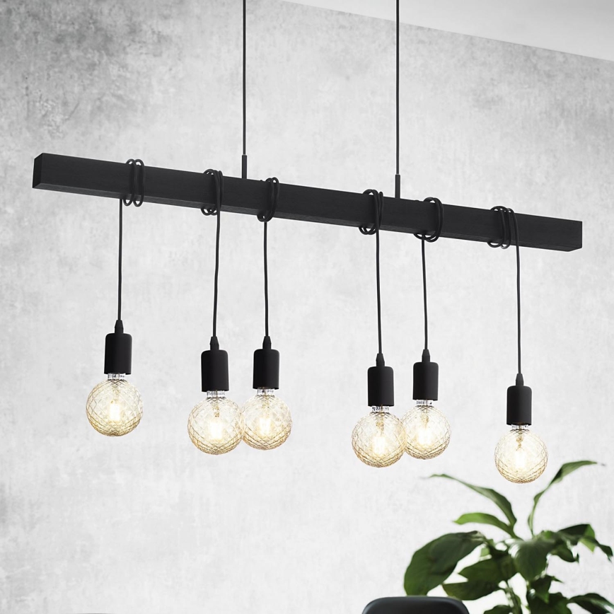 Eglo - Hanglamp aan een koord TOWNSHEND 6xE27/60W/230V - FSC gecertificeerd