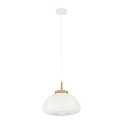 Eglo - Suspension sur câble 1xE27/40W/230V Ø 40 cm blanc/beige
