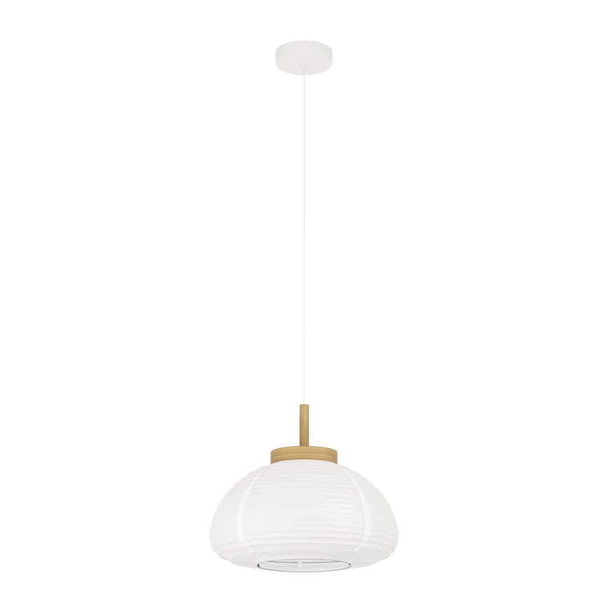 Eglo - Suspension sur câble 1xE27/40W/230V Ø 40 cm blanc/beige