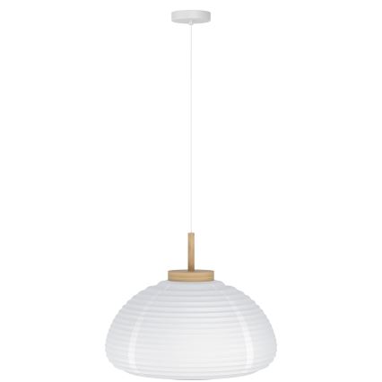 Eglo - Suspension sur câble 1xE27/40W/230V Ø 40 cm blanc/beige