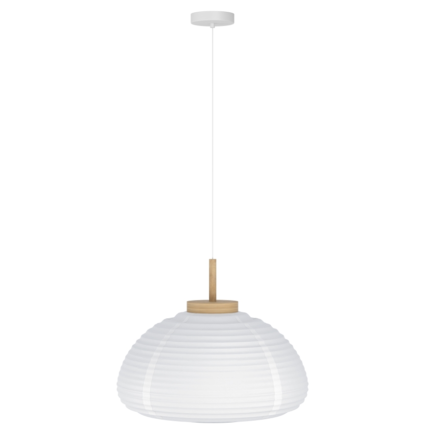 Eglo - Suspension sur câble 1xE27/40W/230V Ø 40 cm blanc/beige