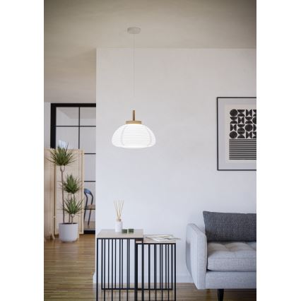 Eglo - Kroonluchter aan kabel 1xE27/40W/230V Ø 55 cm wit/beige