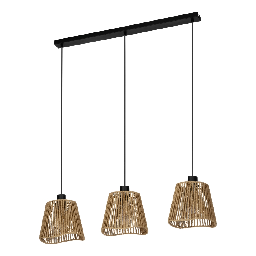 Eglo - Hanglamp aan een koord 3xE27/60W/230V bruin