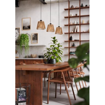 Eglo - Suspension filaire 3xE27/60W/230V marron