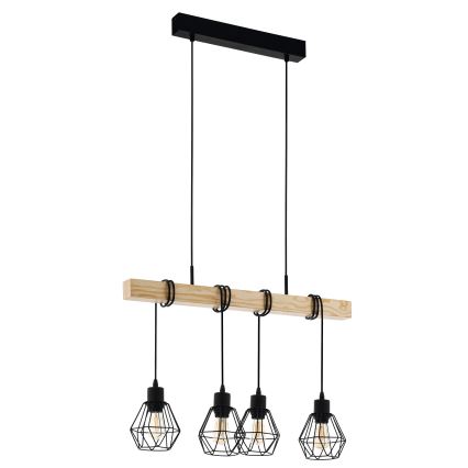 Eglo - Hanglamp aan een koord TOWNSHEND 4xE27/60W/230V - FSC gecertificeerd