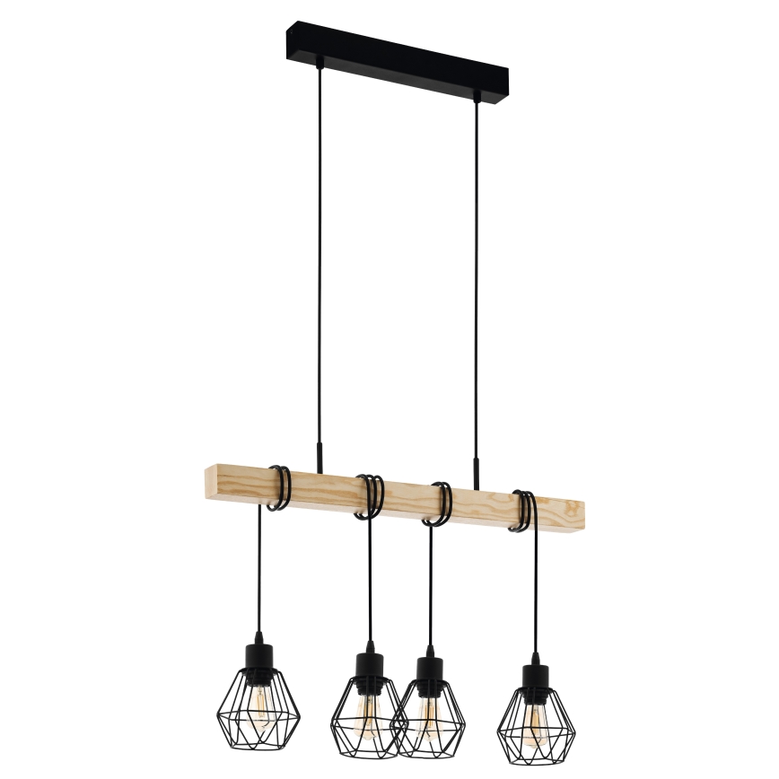 Eglo - Hanglamp aan een koord TOWNSHEND 4xE27/60W/230V - FSC gecertificeerd