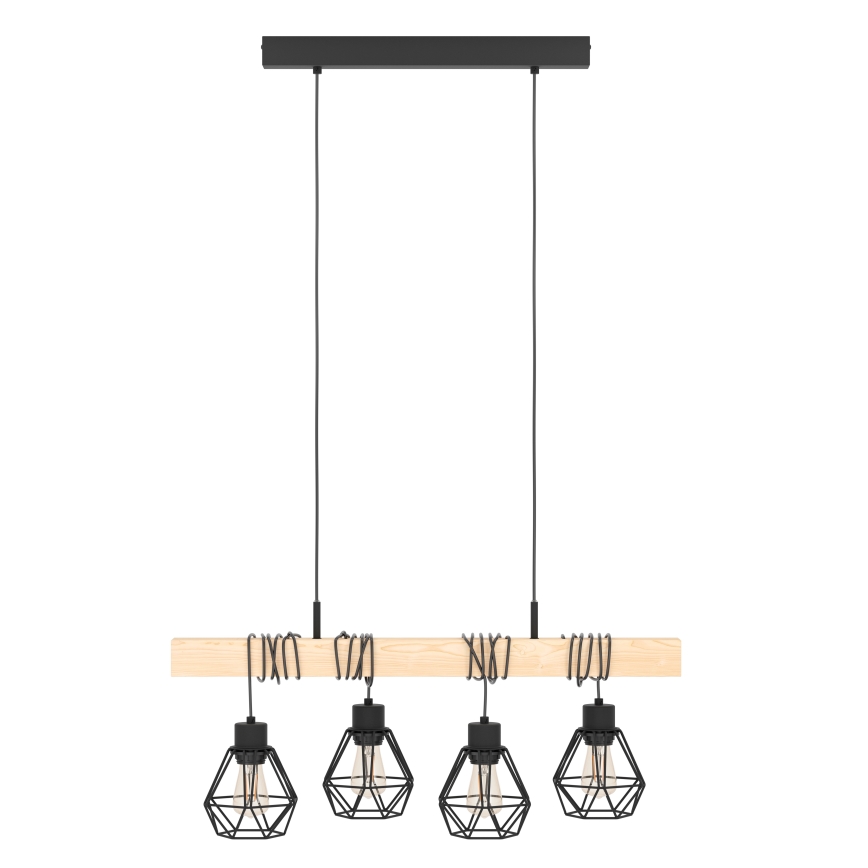 Eglo - Hanglamp aan een koord TOWNSHEND 4xE27/60W/230V - FSC gecertificeerd