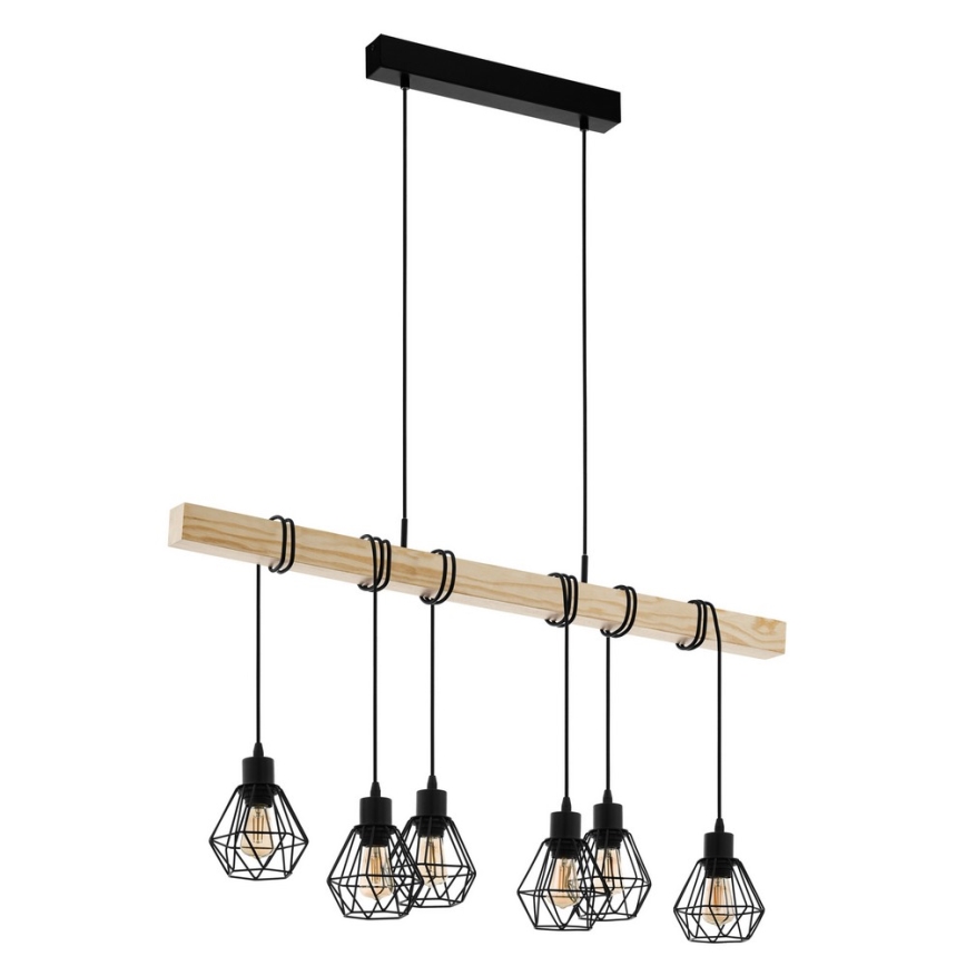 Eglo - Hanglamp aan een koord TOWNSHEND 6xE27/60W/230V - FSC gecertificeerd