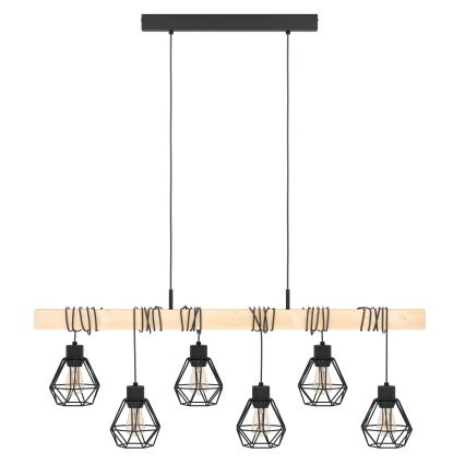 Eglo - Hanglamp aan een koord TOWNSHEND 6xE27/60W/230V - FSC gecertificeerd