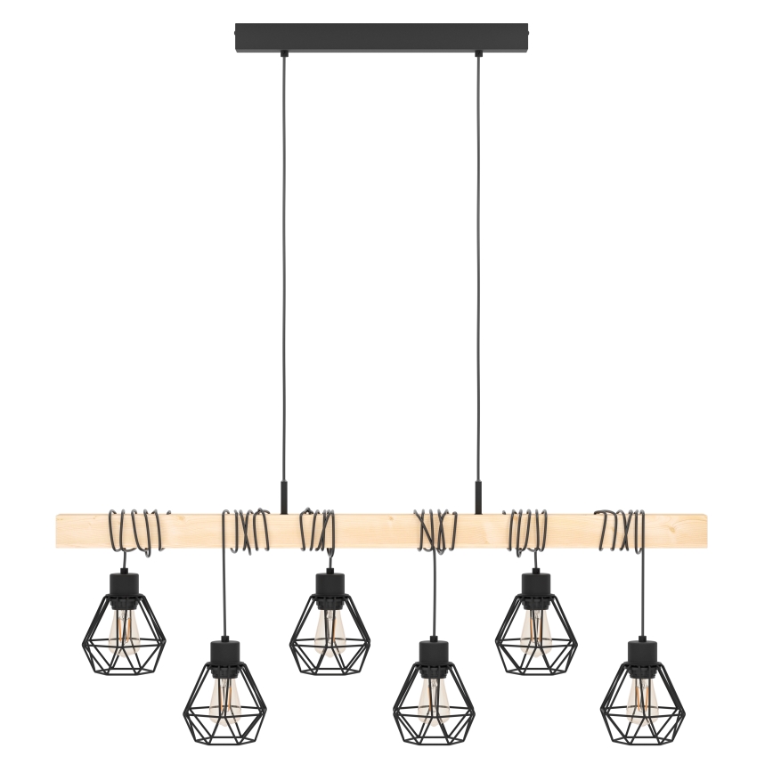 Eglo - Suspension filaire TOWNSHEND 6xE27/60W/230V - FSC certifié