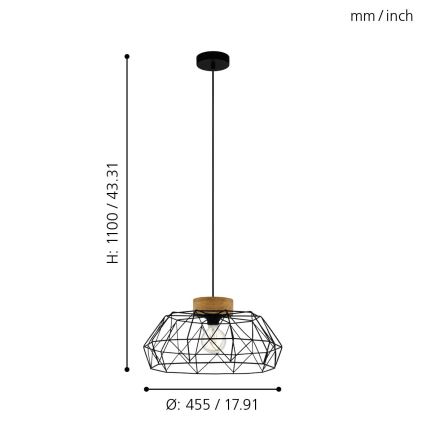 Eglo - Hanglamp aan een koord 1xE27/60W/230V