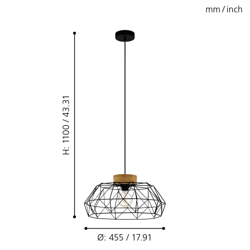 Eglo - Hanglamp aan een koord 1xE27/60W/230V