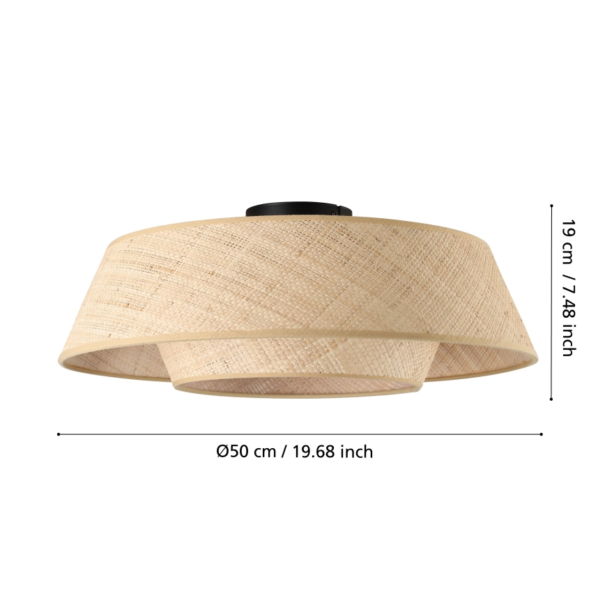 Eglo - Plafonnier 1xE27/60W/230V Ø 50 cm en rotin