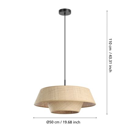 Eglo - Suspension sur câble 1xE27/60W/230V en rotin