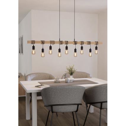 Eglo - Hanglamp aan een koord TOWNSHEND 9xE27/60W/230V - FSC gecertificeerd