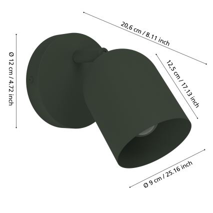 Eglo - Wandspot 1xE14/40W/230V groen