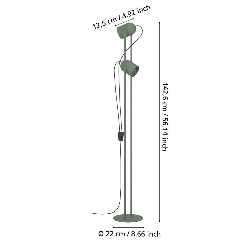 Eglo - Vloerlamp 2xE14/8W/230V groen