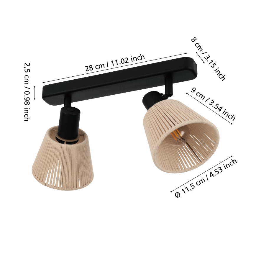 Eglo - Spotlamp 2xE14/40W/230V beige/zwart