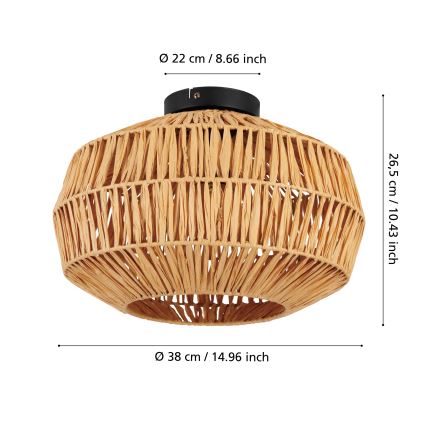 Eglo - Plafonnier 1xE27/40W/230V Ø 38 cm marron