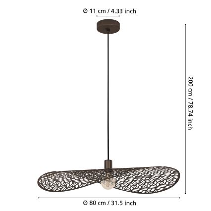 Eglo - Hanglamp aan kabel 1x E27/60W/230V Ø 80 cm bronskleurig
