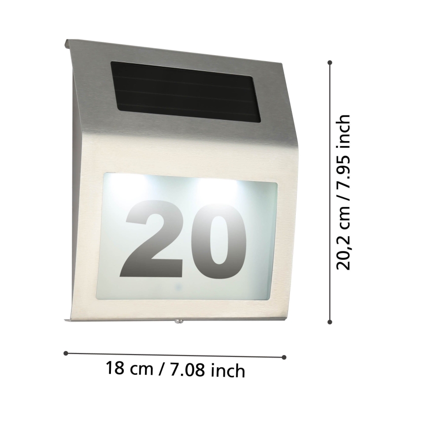 Eglo 48875 - LED Solar verlicht huisnummer LED/1,2W/1,2V 300 mAh IP44 mat chroom