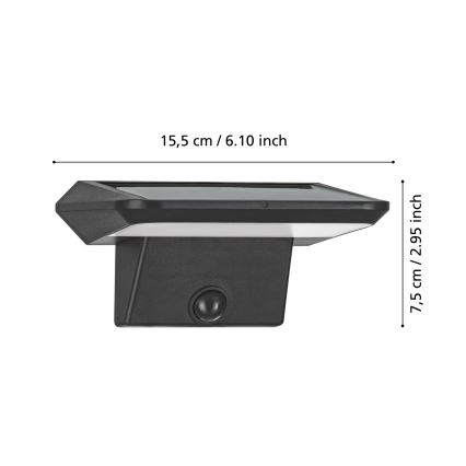 Eglo - LED Solar Wandlamp met sensor LED/20W/3,7V 2000 mAh IP44