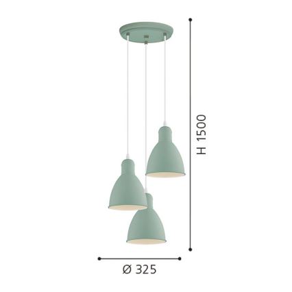 EGLO 49095 - Hanglamp aan koord PRIDDY-P 3xE27/60W/230V