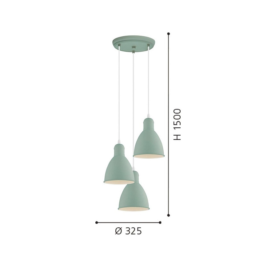 EGLO 49095 - Hanglamp aan koord PRIDDY-P 3xE27/60W/230V