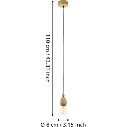 Eglo 49376 - Suspension AVOLTRI 1xE27/60W/230V