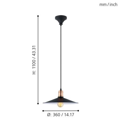 Eglo - Suspension sur câble 1xE27/60W/230V