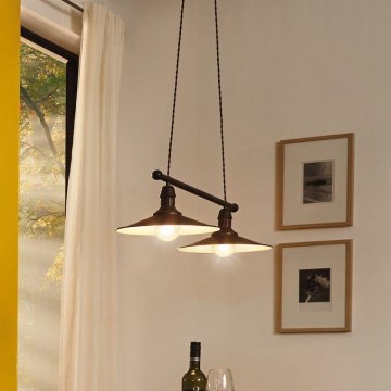 Eglo 49457 - Hanglamp aan snoer STOCKBURY 2xE27/60W/230V