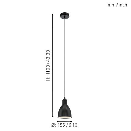 Eglo - Suspension 1xE27/60W/230V